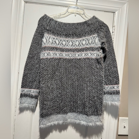 Anthropologie Sleeping On Snow FAROE Soft Fair Isle Off Shoulder Wool Sweater - Picture 11 of 11